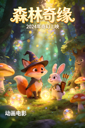 动画电影《森林奇缘》海报 - 卡通动物与魔法森林