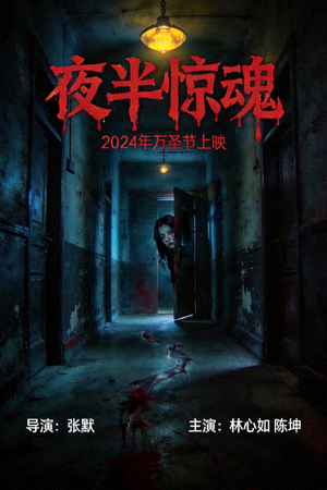 恐怖电影《夜半惊魂》海报 - 黑暗走廊与恐怖氛围