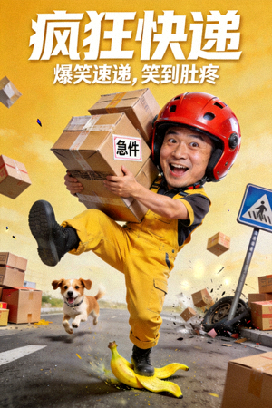 喜剧电影《疯狂快递》海报 - 滑稽快递员与搞笑场景